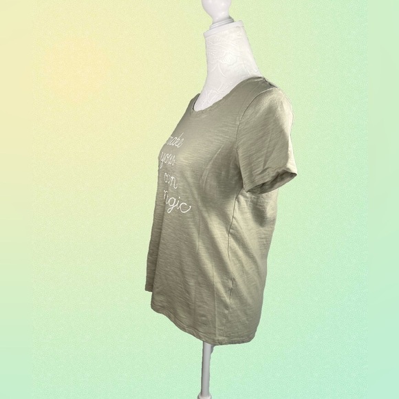 Lauren Conrad Short Sleeve Shirt Make your own magic Green XS - Picture 5 of 7